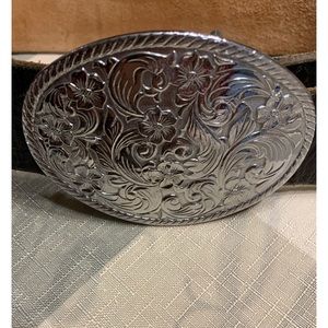 Vintage Western Leather Belt with Buckle